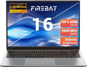 Laptop Computer Ultrabook, 16in Quad HD, 4.9GHz AMD Ryzen H 255, Radeon 780M Graphics, DDR5 5600MHz RAM, M.2 PCIe SSD, TF Card Slot, Portable Gaming/School/Business Notebook Computer【U6B】