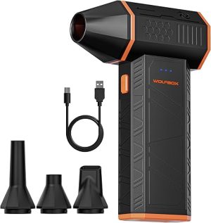 WOLFBOX MegaFlow 50 Compressed Air Duster-110000RPM Super Power Electric Air Duster, 3-Gear Adjustable Mini Blower with Fast Charging, Dust Blower for Computer, Keyboard, House, Outdoor and Car